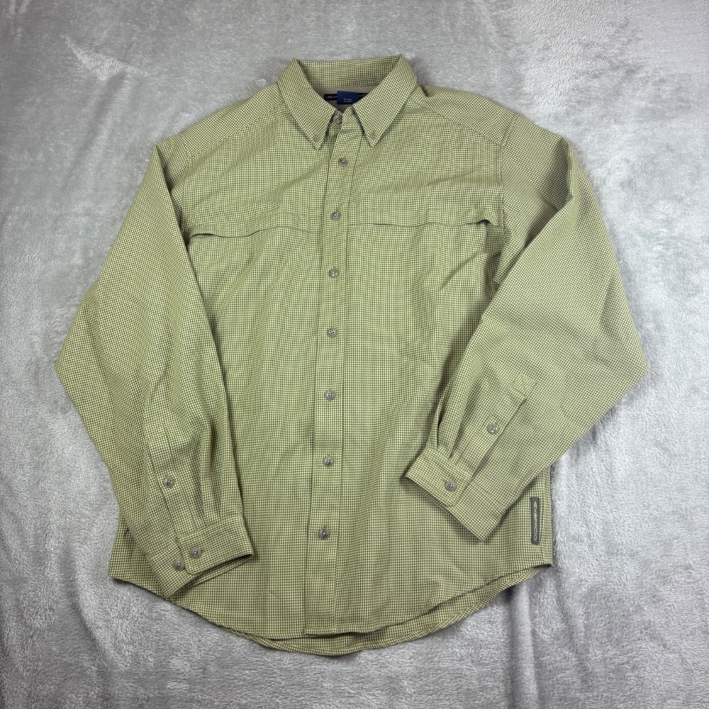 ExOfficio Shirts‎ Men XL Micro Check Ventilated Hiking Travel Olive Green Tan